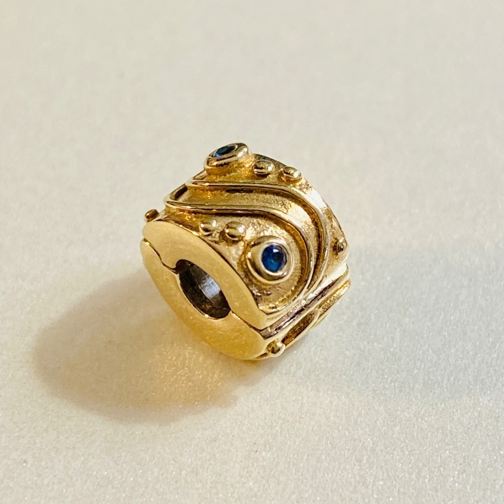 Authentic Pandora 14K Gold Babbling Brook Clip with Sapphires - 750418SA - Picture 3 of 3